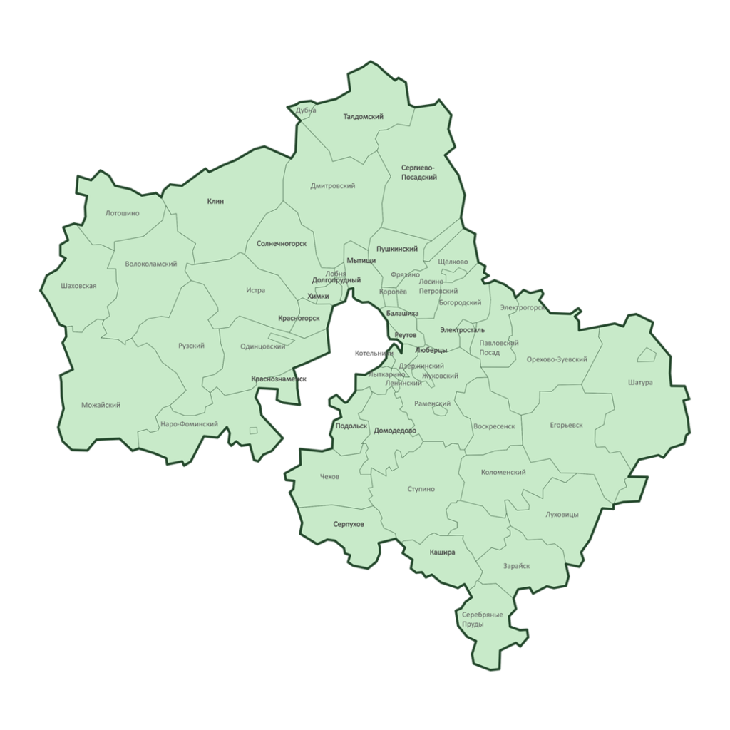 Векторная карта городских округов Подмосковья